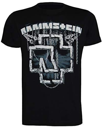 Rammstein Herren T-Shirt In Ketten, Offizielles Band Merchandise Fan Shirt schwarz mit mehrfarbigem Front Print (5XL)