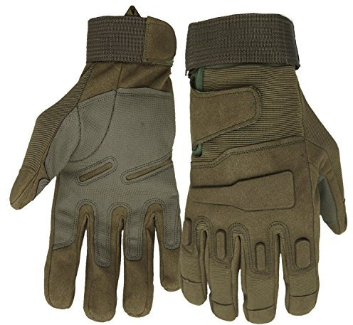 Herren Outdoor-Handschuhe Full Finger Military Tactical Handschuhe Anti-Rutsch Verschleißbeständige Fahrrad-Radfahren Motorrad-Handschuhe (Army Green, L)