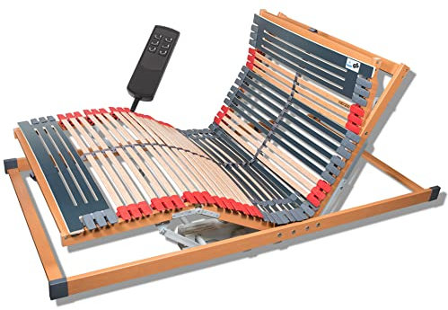 FMP Matratzenmanufaktur 7 Zonen Lattenrost Rhodos® EL | Kopf- und Fußteil elektrisch verstellbar | 44 Leisten Lattenroste | Notabsenkung | TÜV GS | Mittelgurt | fertig montiert | (80 x 190 cm)