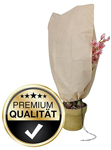 NOOR Premium Winterschutz-Haube XXL 200 x 240 cm mit Reißverschluss & Zugband - Frostschutzhaube für Pflanzen - Winterschutz für Pflanzen Überwinterung - Pflanzenvlies/Winterschutzvlies - Beige