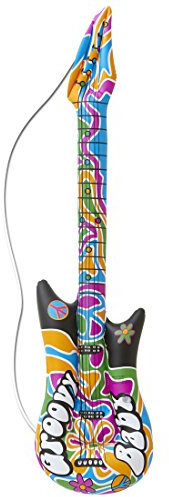Amakando Groovy Luftgitarre Aufblasbare Hippie Gitarre 105 cm Rockstar Gummigitarre Rockgitarre aufblasbar 60er Jahre Kostüm Zubehör Luft Musikinstrument