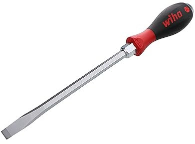Wiha 53040 Slotted Screwdriver with SoftFinish Handle and Solid Metal Cap, 12.0 x 200mm