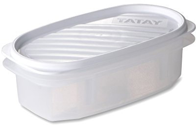 TATAY - Contenedor de alimentos ovalado con tapa flexible blanca, libre de BpA, capacidad 0.5 L