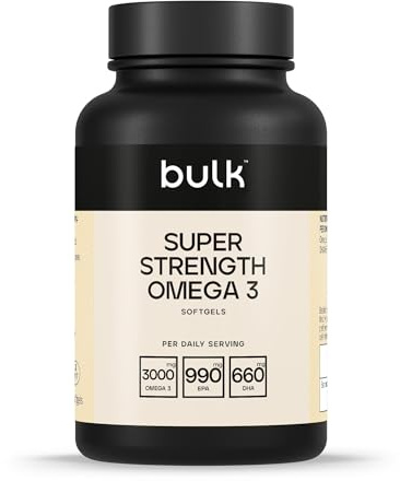 Bulk Extra Starke Omega 3 Weichkapseln, 1000 mg, 90 Kapseln | Fischöl