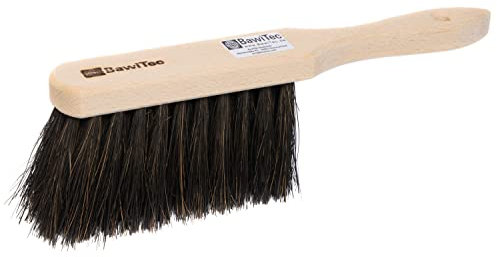 BawiTec Industrie Handfeger Qualitäts Handbesen 28cm Arenga mittelhart nassfest robuste Naturfaser Borsten Holzgriff Industriehandfeger gelocht Maschinenhandfeger