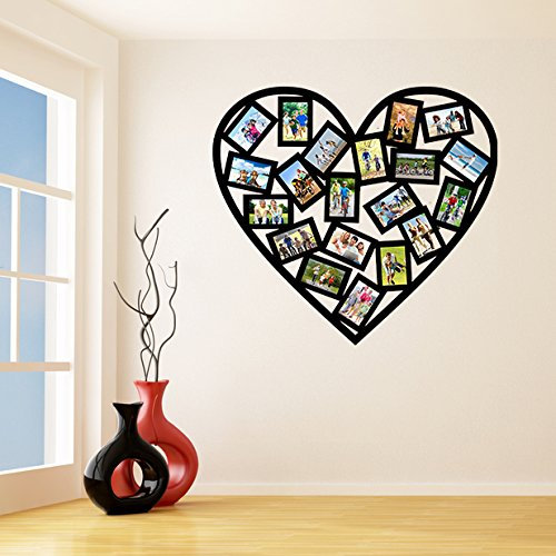 (140x125 cm) Vinyl Wall Decal Picture Frames Design/Heart Shape Photos Art Decor Sticker/Photo Frame Removable Stickers + Free Random Decal Gift!