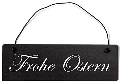 Homeyourself Frohe Ostern Dekoschild Türschild schwarz mit Draht