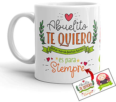 Kembilove Taza Abuelo – Tazas de Desayuno Graciosa Te Quiero Abuelito – Taza Desayuno Original el Día del Padre para Abuelos