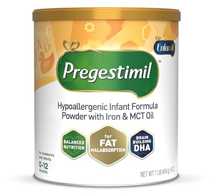 Enfamil Pregestimil Infant Formula with MCT Oil, for Fat Malabsorption Problems, Hypoallergenic Powder Can, 16 Oz,