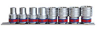 KING TONY 4510SR Coffret de Douilles Pouces sur Rail, Set de 8, 1/2