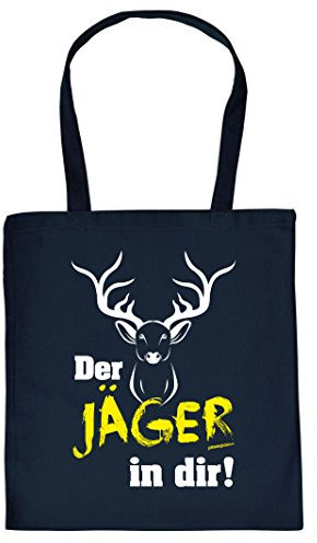 Lustiges Geschenk Jäger Bedruckte Motiv Baumwolltasche : Jäger/Der Jäger in dir ! - Goodman Design® Farbe: Navy-blau