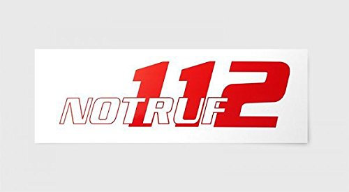 alarmtrakt.de Aufkleber Notfall 112, Rot, Kunststoff, Minimalistisch, Buchstabe, Sticker