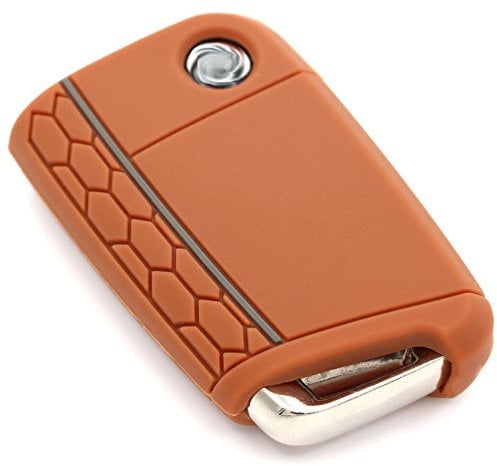 Schlüssel Hülle VB für 3 Tasten Auto Schlüssel Silikon Cover - Finest-Folia Schlüsselhülle Etui Schutzhülle (Coffee Aschgrau)