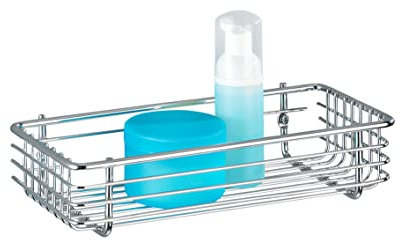 WENKO Bad Universalablage Mod. Milano aus verchromtem Stahl mit offenem Drahtkorb Design inkl Schrauben und Dübel Maße 25 x 6 x 12 cm Farbe Chrom