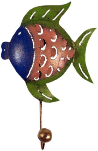 GURU SHOP Kleiner Garderobenhaken, Metall Kleiderhaken - Fisch 1, 18x10x4 cm