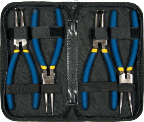ALKAN - Sprengringzangen-Satz L150 mm S Seegeringzangen-Set mit 90° abgewinkelter und gerader Spitze. Sicherungszange für Außensicherungsringe und Sprengringzange für Innensicherungsringe, 4-tlg.