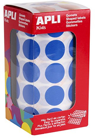 APLI Kids 4860 - Gomets autoadhesivos circulares 20mm azul en rollo, pegatinas azules