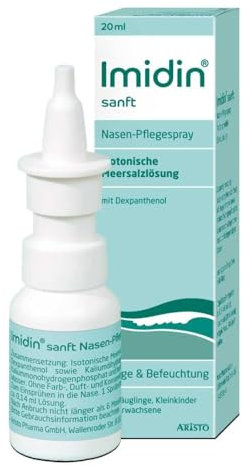 Imidin sanft Nasenpflegespray 20 ml – pflegendes Meerwasser-Spray mit Dexpanthenol für trockene, gereizte Nasenschleimhaut –geeignet für Säuglinge, Kinder & Erwachsene – Aristo Pharma