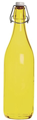 Excelsa Happy Color Bouteille Lisse 1 l, Verre, Jaune, 8 x 8 x 30 cm