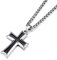 HZMAN Herren Edelstahl Kreuz Anhänger Halskette Schmuck Geschenk mit Weizenkette (Silber)