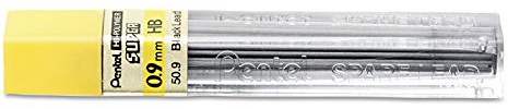 Super Hi-Polymer Lead Refills, 0.9mm, HB, Black, 15 Leads/Pack - Sold As 1 Pack