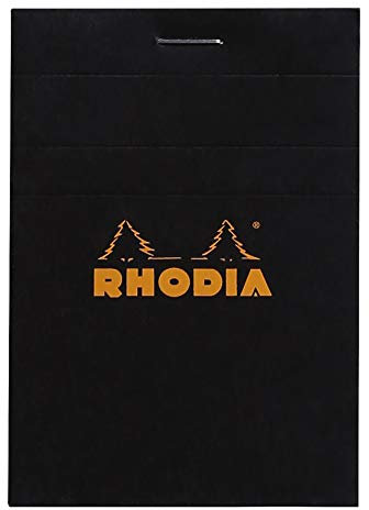 Rhodia 112009C Notizblock (DIN A7, 7,4 x 10,5 cm, geheftet, kariert, 80 Blatt) 1 Stück schwarz