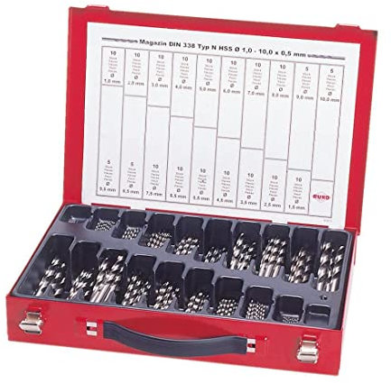 Ruko 215200 - Juego de 170 brocas DIN 338 Tipo N HSS Cobalto rectificadas, con split point