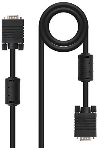 NANOCABLE 10.15.0102 - Cable SVGA con ferrita para monitor, proyector y PC, HDB15/M-HDB15/M, 1.8 m, Negro