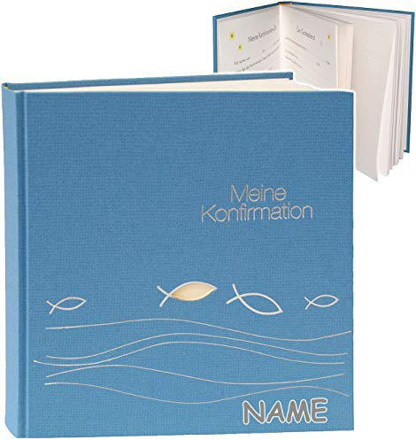 Fotoalbum/Konfirmationsalbum - Meine Konfirmation - incl. Namen - Gebunden zum Einkleben - für bis zu 180 Bilder - blanko - Fotobuch/Photoalbum/Albu..