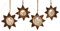 4X Deko Anhänger Stern Winterlandschaft im Set je 9 cm, Holz Rindenholz Braun Natur Dekostern Zum Hängen, Winterdeko Baumschmuck Fensterschmuck