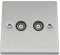 TV Coaxial Aerial Socket Double 2 Gang - Satin Chrome - Black - Square
