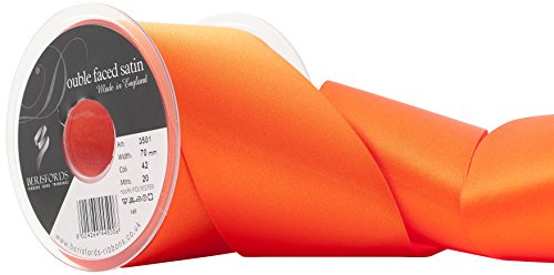 Berisfords Double Faced Satin Ribbon, Orange Delight, 70 mm Width, 20 metre Length
