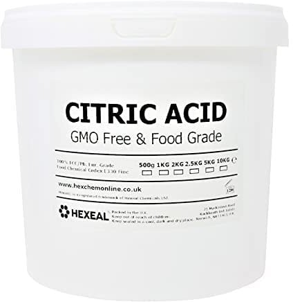 Hexeal Citric Acid 5kg – 5kg Bucket of Food Grade Anhydrous Fine Citric Acid for Bath Bombs, Cleaning, Descaling, Removing Rust & Preserving