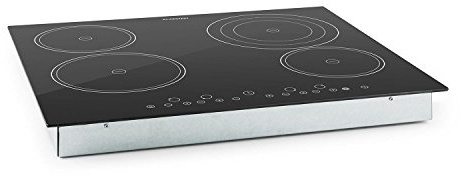 Klarstein Piano Cottura Elettrico Vetroceramica, Piano Cottura Elettrico 4 Fuochi Moderno, 4 Piastre 6500W Integrato, Vetroceramica Touch con Timer