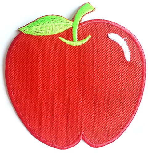 Bügel Iron on Aufnäher Patches Flicken Sticker Aufbügler Bügelbilder Applikation Kleidung Stoff Textilien Kinder Apfel 8 cm