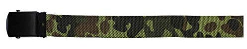 MFH Gürtel mit Metallschloß Koppel Stoffgürtel Länge bis 130 cm verstellbar 3 cm breit viele Farben (Flecktarn)