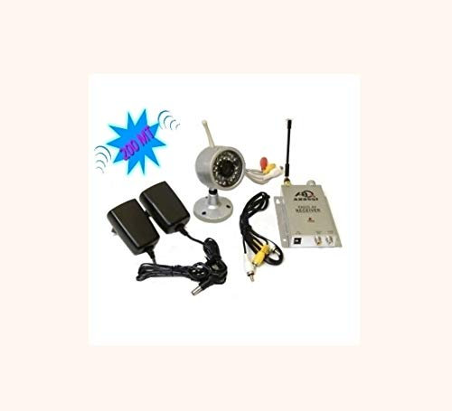 GrecoShop Kit videosorveglianza wireless ricevitore 200m con telecamera ad infrarossi