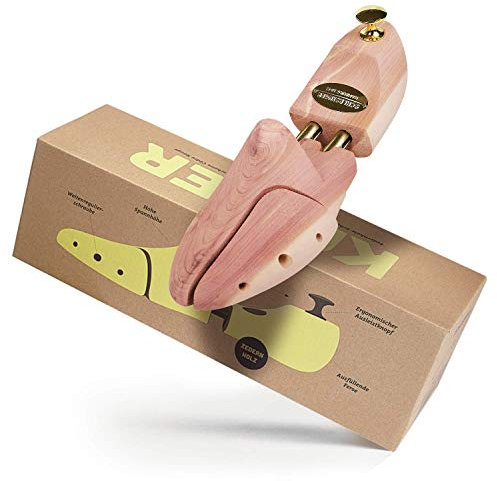 Schlesinger - Premium Schuhspanner aus edlem Zedernholz für Herrenschuhe. Modell Kaiser. Größe 43/44. Gold Knauf.