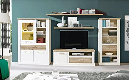 Forte Möbel Wohnzimmerschrank Duro, 5-TLG Optik: Pinie weiß antik