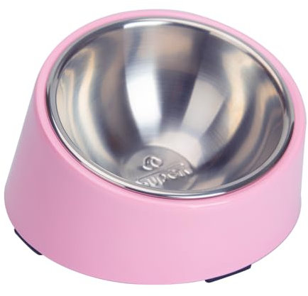 SuperDesign Gamelle inclinée à 15 ° pour Chiens et Chats, mangeoire pour Bouledogue à Angle incliné, antidérapante et Anti-déversement, Plus Facile à Atteindre la Nourriture M/1 Tasse Rose