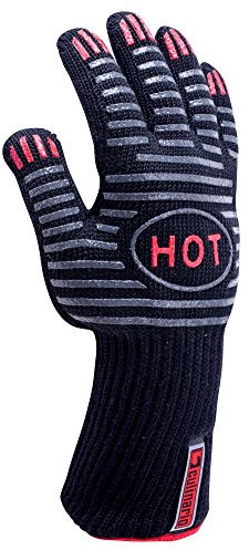 culinario Grillhandschuh/Backhandschuh, Profi Topflappen, bis 250 °C hitzebeständig, mit extra langem 11 cm Bund