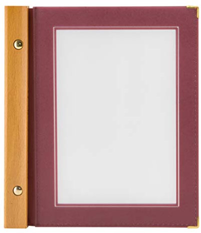 SECURIT Wood A5 Weinkarte inkl. 2 dopplete Einlage für Karte (für 4 Seiten A5), Weinrot