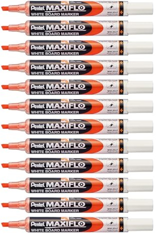 Pentel MWL5S 12 Stück Trocken abwischbare Marker Whiteboard Keilspitze Durchschnitt Flüssigtinte orange