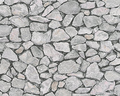 A.S. Création Papiertapete Dekora Natur, Mustertapete in Natursteinoptik, creme, grau, 958352