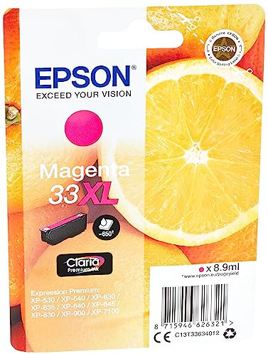 Epson Claria Premium 33 - Cartucho de tinta magenta XL 8,9 ml válido para los modelos Expression Premium XP-645, XP-830, XP-900 y otros