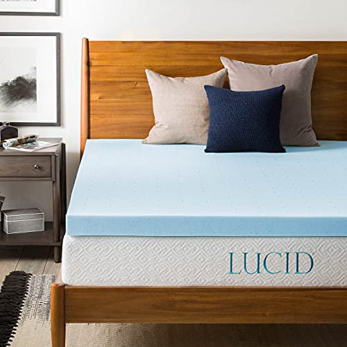 Lucid 7,6 cm Matratzenauflage King - Gel Infused Memory Foam - Memory Foam Matratzenauflage King - Belüftetes Design - CertiPur Zertifiziert, Hellblau