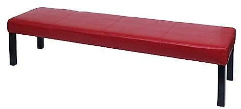 Mendler Sitzbank Polsterbank Bank M37 Kunstleder 180x43x49 cm - rot glänzend, dunkle Beine