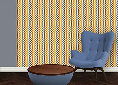 GMM Tapete Modern living - Zickzack individuell gefertigt mit Streifenfarben passend zu RAL Farben - um Wände halb hoch zu tapezieren H: 1,5m B: 46.5cm