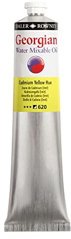 Daler-Rowney Georgian Water Mixable Oil Paint Cadmium Yellow Hue 200ml Tube - Art Paints for Canvas Paper and More - Oil Painting Supplies for Artists and Students - Artist Oil Paint for Any Skill Set