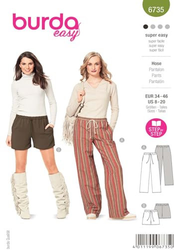 Burda 6735 Schnittmuster Hose mit Kordeldurchzug (Damen, Gr. 34 - 46) Level 1 super easy
